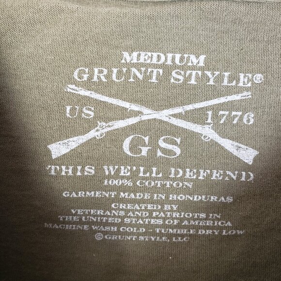 Grunt Style Come and Take It American Flag Patriotic Tee Shirt Green size M - Picture 3 of 8